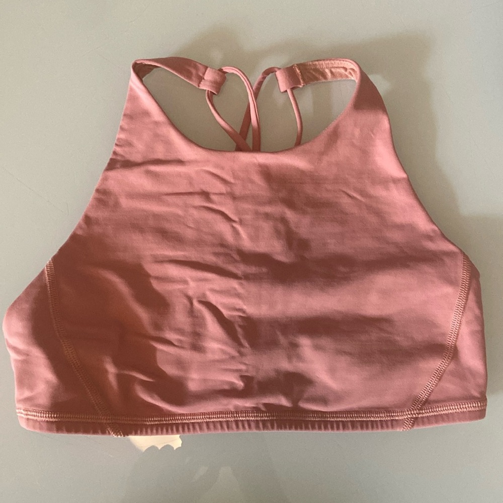 Lululemon Free to Be bra, high neck, salmon, size 6